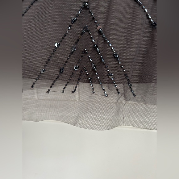 NWT Pisarro Nights 6 Beaded Column Long Gown Dress Slate Gunmetal Gray V Neck - Picture 4 of 12